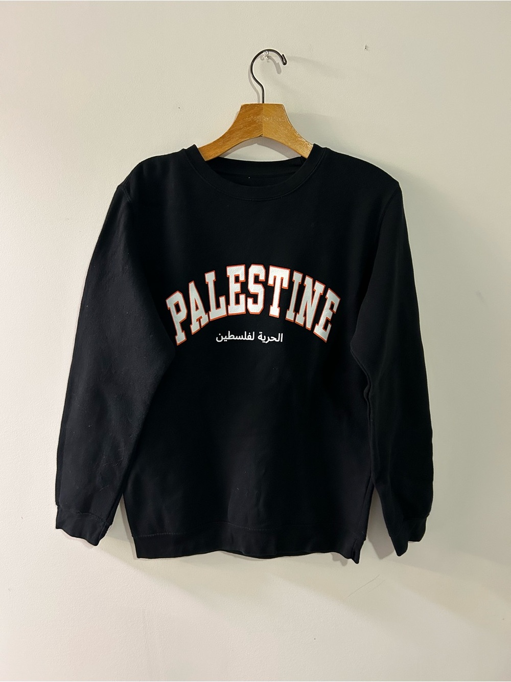 Black 'Palestine' Graphic Crewneck Sweatshirt